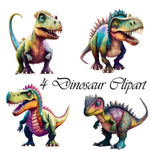 Watercolor Dinosaur Clipart: Birthday Balloons, Commercial Use (Digital Download)