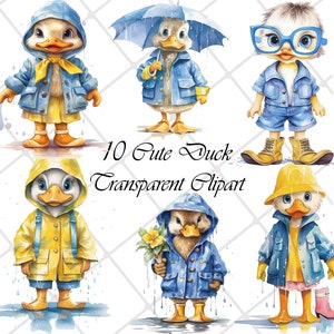 10 cliparts canetons : aquarelle bébé canard PNG (téléchargement numérique)