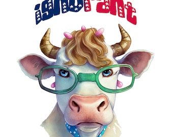 Ignorant Cow with Glasses PNG: Sublimation Clipart (Digital Download)