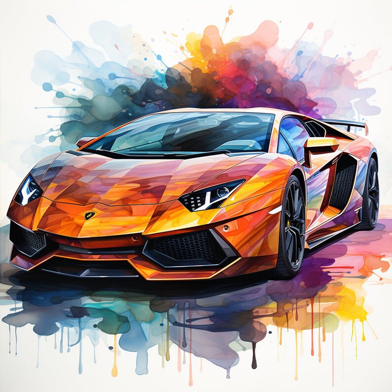 8 Sports Car Wall Art Watercolor Png Etsy