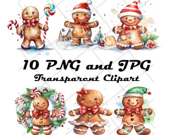 10 Gingerbread Man Clipart, set1, High Quality, jpeg and Transparent, Card Making,Digital Paper Craft, Christmas clipart, Christmas cookies