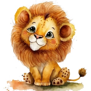 cute baby lion, transparent file png, digital download, printable, sublimation, clipapart, watercolor