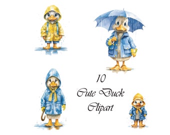 Ducklings Clipart, Watercolor Baby Duck, Commercial Use (Digital Download)