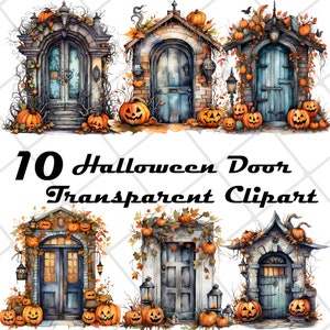 10 Halloween Pumpkin Door Clipart PNG: Commercial Use (Digital Download)