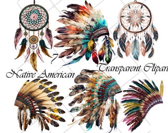 Tocado de nativo americano PNG, tocado de plumas, tocado indio PNG, TRANSPARENTE, imprimible, descargable, archivo digital, sublimación