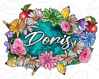 Personalized floral Teacher png sublimation design download, Teacher's Day png, Teacher png, Teacher life png, sublimate designs download