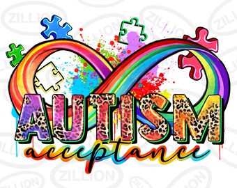 Autism acceptance png sublimation design download, Autism Awareness png, western Autism png, Autism puzzle png, sublimate designs download