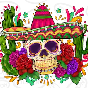 Mexican skull png sublimation design download, cinco de mayo png, Mexican roses png, fiesta png, sombrero png, sublimation design download