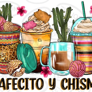 Cafecito y chisme xícaras de café png design de sublimação, xícaras de café ocidentais png design, México png, mexicano png, download de designs sublimados