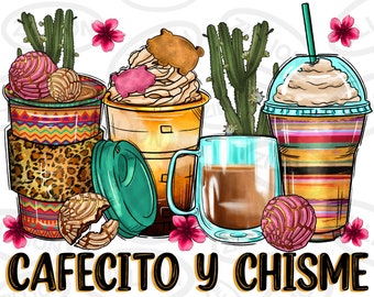Cafecito y chisme tasses à café png conception de sublimation, tasses à café occidentales conception png, Mexique png, png mexicain, sublimation designs télécharger