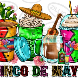 Cinco de Mayo koffiekopjes png sublimatie ontwerp, westerse koffiekopjes png ontwerp, Mexico png, Mexicaanse png, sublimatieontwerpen downloaden