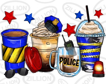 Politie koffiekopjes png sublimatie ontwerp, koffiekopjes png ontwerp, Politie png, Politie koffiemok png, sublimatieontwerpen downloaden