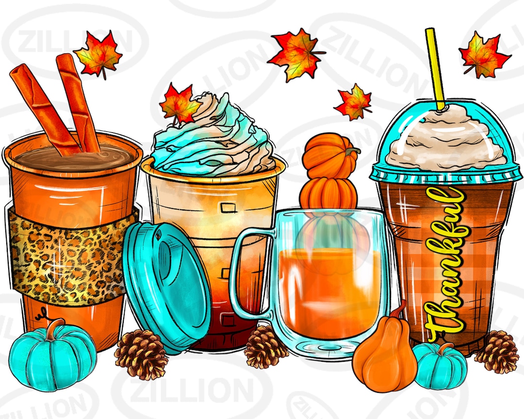 Thankful Coffee Cups Png Sublimation Design, Coffee Cups Png Design ...