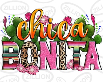 Chica bonita png sublimation design download, cinco de mayo png, fiesta png, western bonita png, sublimation design download