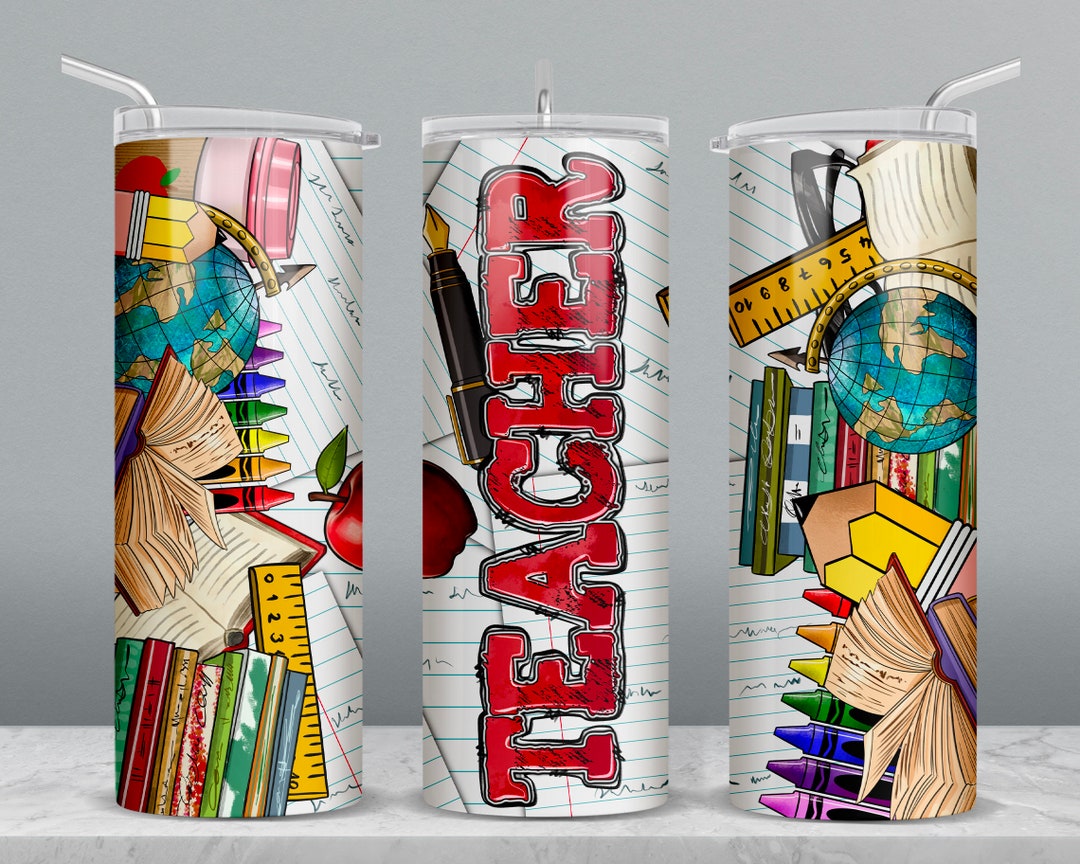 Teacher 20 Oz Skinny Tumbler Png Sublimation Design Download, Teacher ...