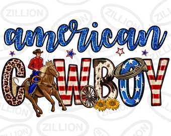 Amerykański kowboj png sublimacja projekt do pobrania, 4 lipca png, kowboj western png, Dzień Niepodległości png, sublimacja wzorów do pobrania