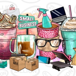 Small business coffee cups png sublimation design, western coffee cups png design, business life png, sublimate designs download