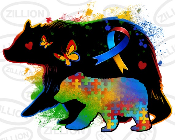 Autism mama bear png sublimation design download, Autism Awareness png, Autism png, Autism ribbon png, sublimate designs download
