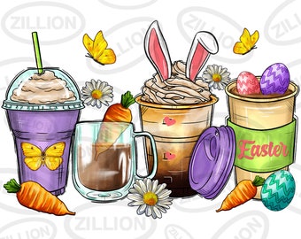 Paasdag koffiekopjes png sublimatie ontwerp, koffiekopjes png ontwerp, Happy Easter Day png, Paaskoffie png, sublimatieontwerpen downloaden