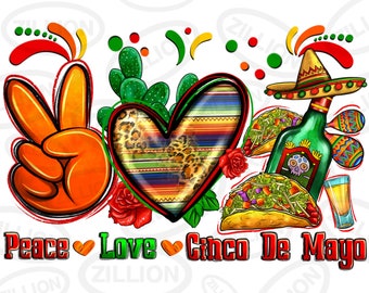 Paz amor cinco de mayo png download de design de sublimação, tacos mexicanos png, cinco de mayo png, fiesta png, download de design de sublimação