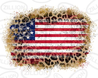 Leopard glitter America flag png sublimation design download, USA flag png, 4th of July png, Independence Day png,sublimate designs download