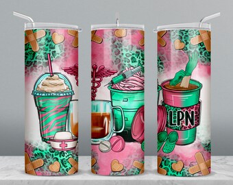 LPN Licensed Practical Nurse coffee cups 20 oz skinny tumbler png, tumbler wrap png, 20 oz tumbler designs, tumbler png download