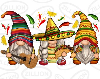 Mexican gnomes png sublimation design download, hand drawn gnomes png, cinco de mayo png, fiesta png, sublimate designs download