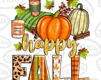 Happy Fall png sublimation design download, Autumn png, hello Fall png, Fall vibes png, Fall pumpkin png, sublimate designs download