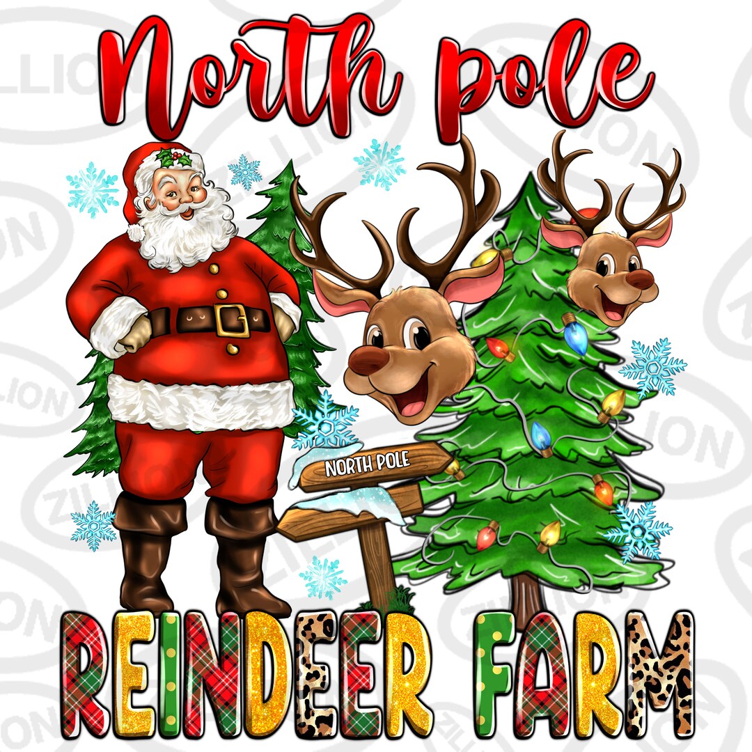 North Pole Reindeer Farm Png Sublimation Design Download, Merry ...