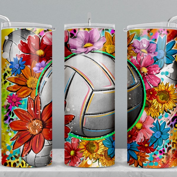 Volleyball 20 oz skinny tumbler png sublimation design téléchargement, sports tumbler wrap png, Volleyball 20 oz tumbler designs, téléchargement png