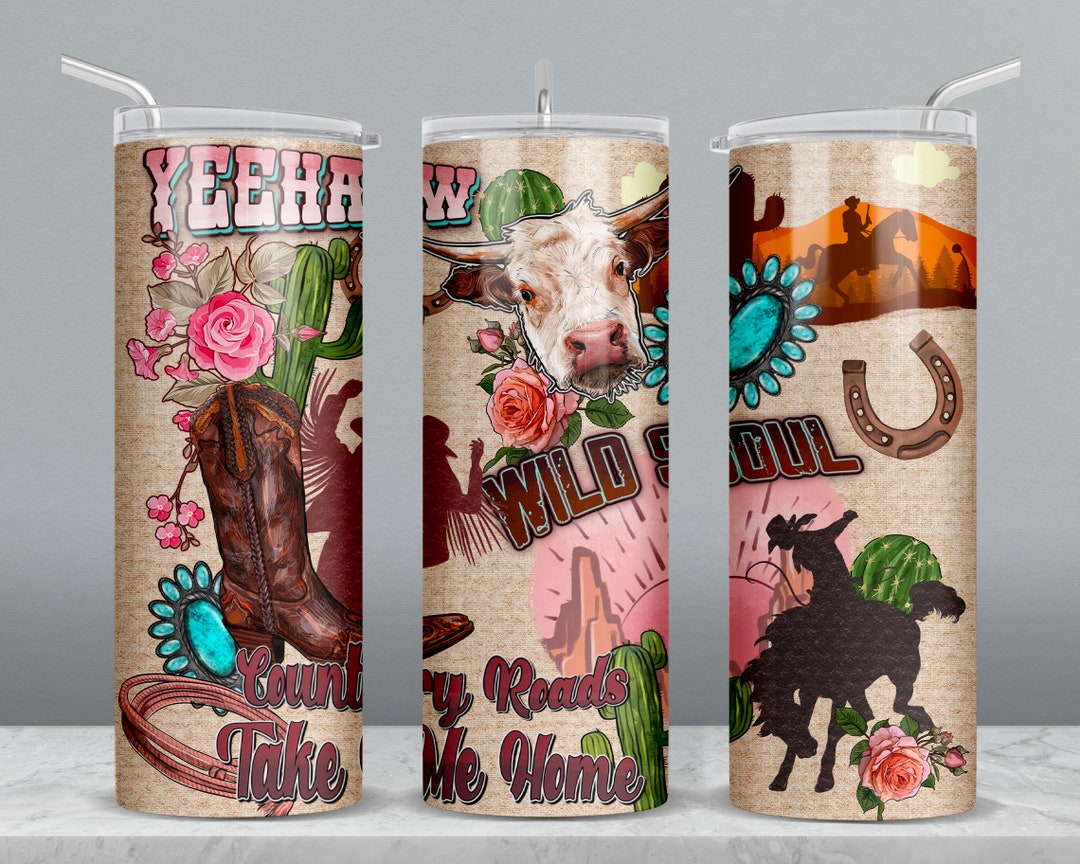 Yeehaw Western 20 Oz Skinny Tumbler Png, Cowgirl Tumbler Wrap Png ...