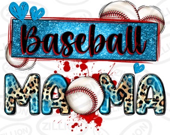 Baseball mama with leopard png sublimation design download, sport png, sport mama png, western mama png, sublimate designs download