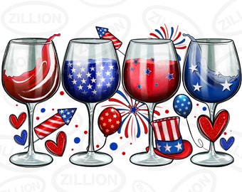 Copos de vinho americanos png download de design de sublimação, bandeira americana png, Dia da Independência png, bandeira dos EUA png, download de designs sublimados