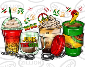 Juneteenth coffee cups png sublimation design, western coffee cups png design, Juneteenth 1985 png, sublimate designs download