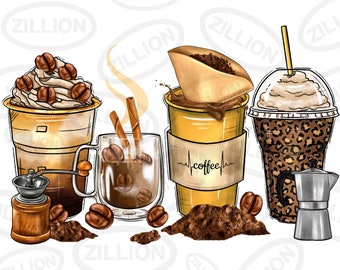 Diseño de sublimación png de tazas de café, diseño png de tazas de café occidental, png de amor de café, png de granos de café, descarga de diseños sublimados