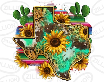 Texas map png sublimation design download, western map png, Texas png design, sunflowers map png, sublimate designs download