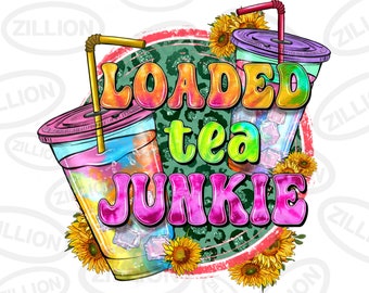 Geladen Tee Junkie png Sublimation Design download, Tee Junkie png, Sommer Tee png, hallo Sommer png, Sublimate Designs herunterladen