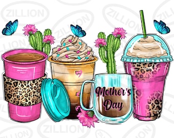 Mother's Day coffee cups png sublimation design, western coffee cups png design, mom life png, mom png, sublimate designs download
