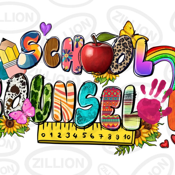 School counselor png sublimation design download, western counselor png, school life png, school love png, sublimate designs download