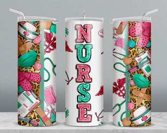 Nurse 20 oz skinny tumbler png sublimation design download, tumbler wrap png, Nurse tumbler png, 20 oz tumbler designs, tumbler png download