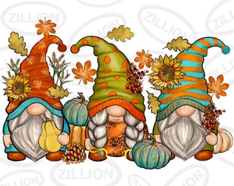 Fall gnomes png sublimation design download, Autumn png, hello fall png, fall pumpkin png, gnomes png, sublimate designs download