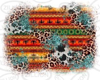 Leopard aztec background png sublimation design download, western pattern png, western background png, sublimate designs download