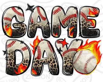 Game day Baseball leopard png sublimation design download, Baseball png, game day png, sport png, sublimate designs download