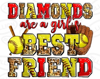 Diamonds are a girl's best friend Softball png sublimation design download, Softball png, game day png,sports png,sublimate designs download
