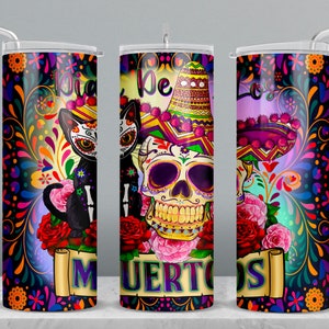 Dia de los muertos vaso delgado de 20 oz png, envoltura de vaso png, cinco de mayo png, diseños de vaso de 20 oz, descarga de vaso png