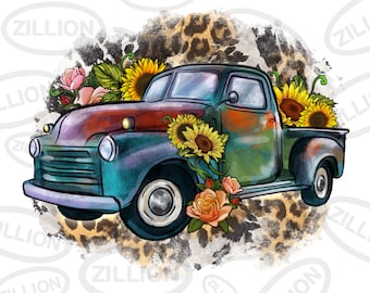 Vintage truck western png sublimation design download, hand drawn truck png, western truck png, sublimate designs download