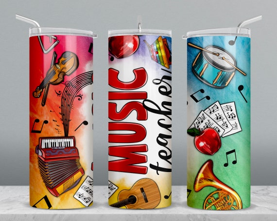 Music Teacher 20 oz skinny tumbler png, tumbler wrap png, Teacher's Day png, Teacher tumbler png, 20 oz tumbler designs, tumbler download