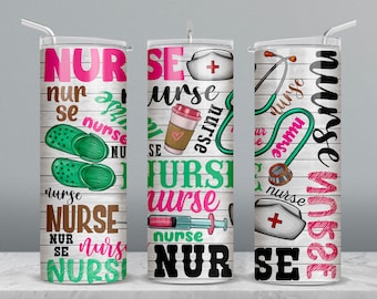 Nurse 20 oz skinny tumbler png sublimation design download, tumbler wrap png, Nurse tumbler png, 20 oz tumbler designs, tumbler png download