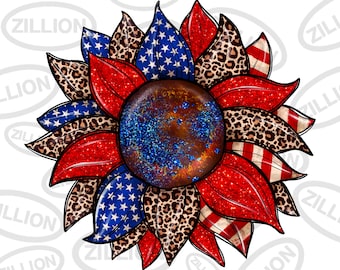 American flag leopard sunflower png sublimation design download, USA flag png, 4th of July png, Independence Day png, sublimate download