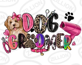 Dog groomer png sublimation design download, dog love png, hand drawn dog png, western dog groomer png, sublimate designs download